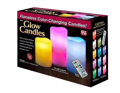Glow Candles – Flameless Color-Changing Candles 3 Battery-operated LED Pilla... • £21.29