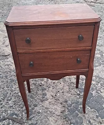 Vintage Sewing Thread Cabinet Nightstand Table W/ Drawer & Spinning Storage • $254.99