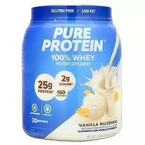 Worldwide Sports Pure Protein 100% Whey Protein Vanilla Milkshake 1.75 Lbs • $30.15