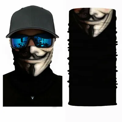 V For Vendetta Anonymous Face Mask Neck Gaiter Multi-Use Free Fast Shipping • $8.85