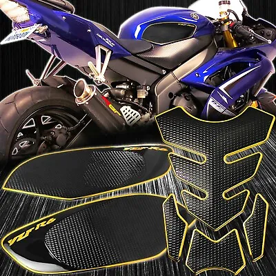 Perforate Side Traction Knee+Tank Pad Sticker Protector 08-16 YZF-R6 Chrome Gold • $33.88