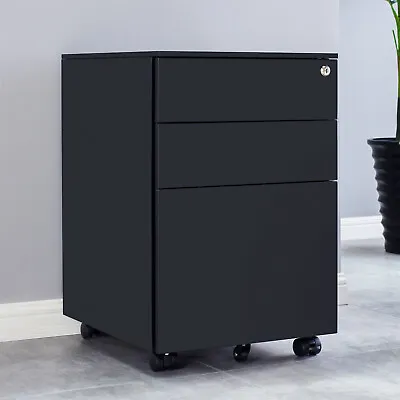 3 Drawer Storage Cabinets Steel Mobile Filing Cabinet With Lock For Home Office • $123.99