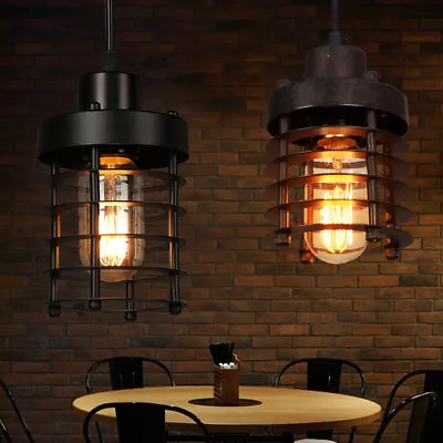 $20 • Buy Vintage Metal Cage Industrial Hanging Decor Ceiling Lamp Shade Pendant Light E27