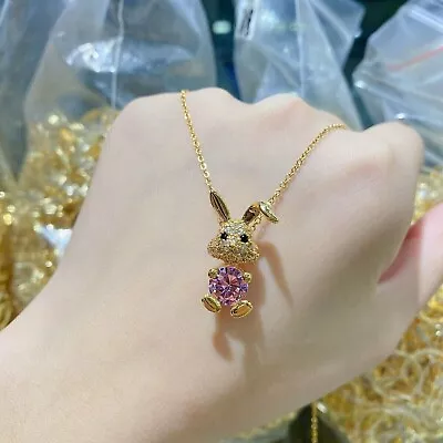 2 Ct Round Cut Lab Created Sapphire Yellow Gold Plated Women Rabbit Pendant. • $101.74