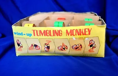 Vtg Box 12 Unused Tumbling Monkey Vintage Sc Hong Kong Toys Mechanical Windup • $180