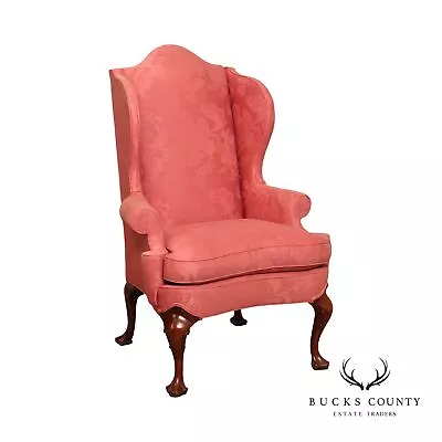 Hickory Chair Queen Anne Style Mahogany Wingback Armchair • $1095