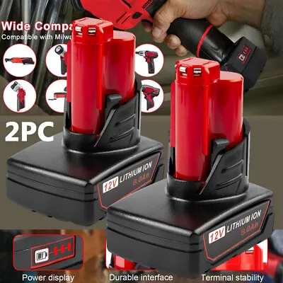 2X For Milwaukee For M12 12V Lithium 9.0Ah 8.0Ah 48-11-240148-11-2460 Battery • $38.79