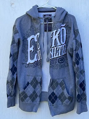 Ecko Unlimited Mens Hoodie Gray Long Sleeves Size S Pockets Actual Factual 5 • $14.99