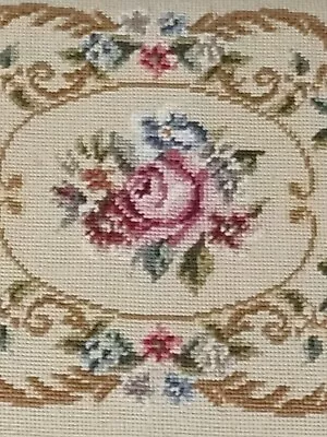 Vintage Floral Tapestry Footstool With Queen Anne Legs • £24