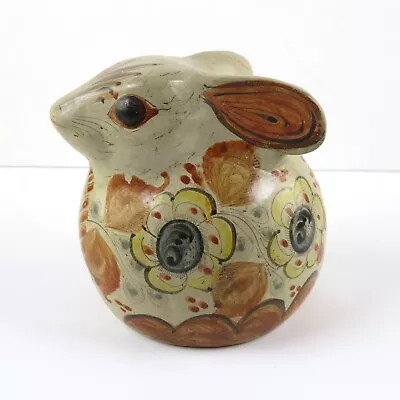 Vintage 1950s Tonala Mexican Folk Art RABBIT Burnished Artisan Pottery Ceramic • $165