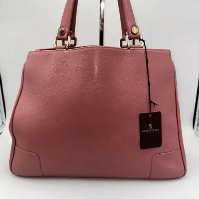 MORABITO Tote Bag Pink Beige Leather Handbag From Japan • $250