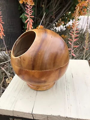 Vintage Atomic Orb Ball Sphere Globe Wood Nut Bowl Pen Holder MCM Candy Dish  • $24.99