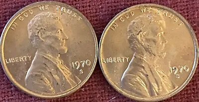 1970-S Lincoln Memorial Cent Key Date •• Beautiful RED GEMS BU++!! Lot Of 2. • $1.29