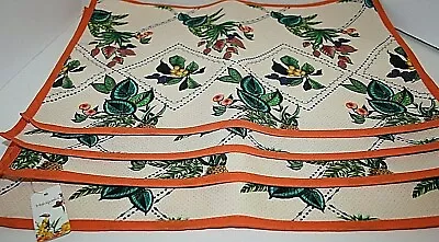 Malaqueta Placemats Floral Orange Munny Made In Brazil 44cm X 32cm Lot Of 4 NEW • $11.02