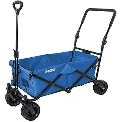 All-Terrain Folding Utility Cart Wide Wheel Wagon Push Bar Portable Beach Garden • $94.49