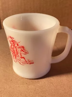 Vintage Davy Crockett  Oven Ware Red Mug Cup Milk Coffee Tea  • $14.99