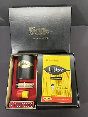 Vintage 1961 Yahtzee Deluxe  E S Lowe Game Black Box Complete? • $14.99