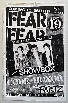 $175 • Buy FEAR At The Showbox SEATTLE 1982 PUNK CONCERT POSTER Code Of Honor FARTZ Flyer