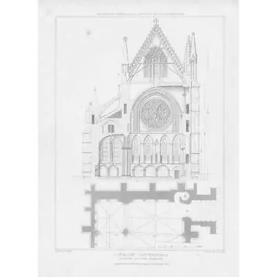 Antique Engraved Print 1820 - Lincoln Cathedral - South Transept • £9.99