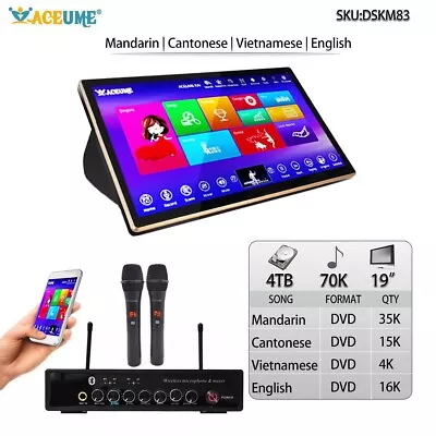 4TB HDD 70K ChineseEnglishVietnamese Songs19'' Touch Screen Karaoke Player • $569