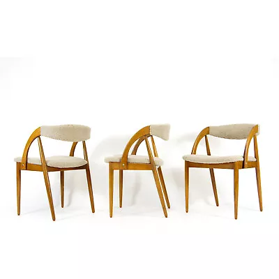 3 Retro Vintage Danish Teddy Dining Chairs Mid Century Modern 1960s 70s Teak Oak • £945