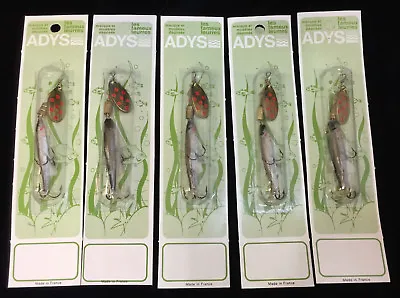 Fishing Lure Spinner Soft Plastic Minnow Set 5 Adys French Vintage NOS 5 Styles  • $9.99