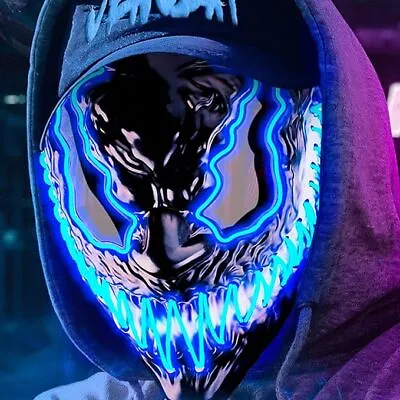 Venobat LED Halloween Mask Scary Light Up Mask For Men Women Kids With • £4.99