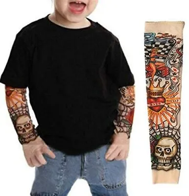 £5.29 • Buy EZI 2 Pcs Fake Nylon Kid Temporary Fake Tattoo Sleeves Arm Stockings Goth Punk