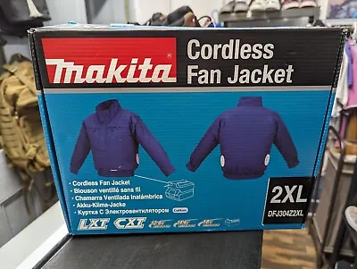 Makita Cordless Fan Jacket - SIZE 2XL - 100% COTTON - BLUE Brand New In Box • £24.93
