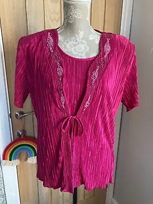 £5.99 • Buy Forever By Michael Gold Micropleat Hot Pink Sparkle Sequin Top Party Occasion 