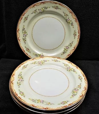 Vintage Gold China Made In Occupied Japan Dinner Plates X4 Cream Rust Gold Trim • $113.60