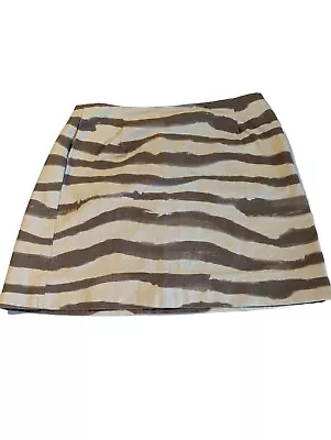 J Crew Women's Size 4 A-Line Skirt Brown Tan Stripe Polyester Vintage  • $21.95