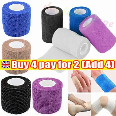 UK Self-Adhesive Cohesive Bandage Ankle Wrist First Aid Sports.Medical Tape◇Wrap • £0.99
