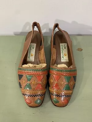 Vintage Sandals Leather Aztec Southwestern 5.5 • $28