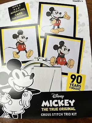 £9.99 • Buy Disney Mickey Mouse Cross Stitch Trio Kit Fits A 4x4 Aperture Card Not Included