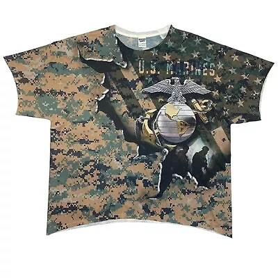 USMC Marine Corps T Shirt Men XXL Camo USA Flag Jerzees Dri Power Sport Military • $16.95