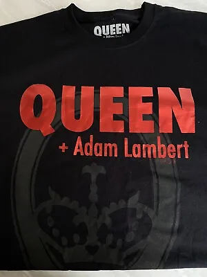 Queen & Adam Lambert XL Tour T Shirt BNWOT Memorabilia Merchandise Black Red • £25