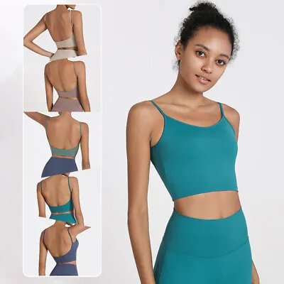 Backless U-shape Back Yoga Underwear Sports Women Shock-proof Waist Fitness Bra • £13.79