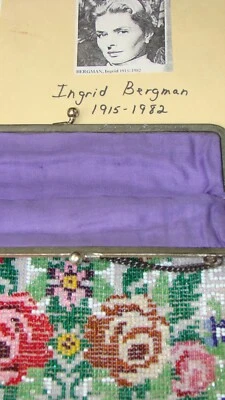 $26 • Buy INGRID BERGMAN's Beaded Purse Circa 1940's Floral Germany