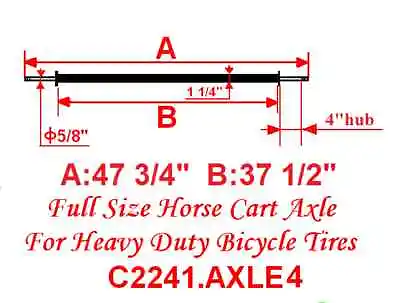 New Full Size Horse Cart Axle With 5/8  Axle 4  Hub • $139