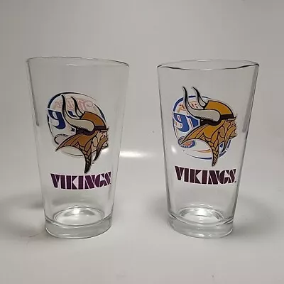 Set Of 2 Minnesota Vikings Miller Lite Pilsner Beer Pint Glasses • $19.50