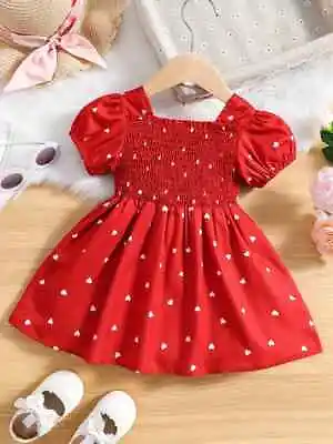 Adorable Heart-Print Tunic Dress For Girls - Perfect For Parties & Birthdays! • £8.49