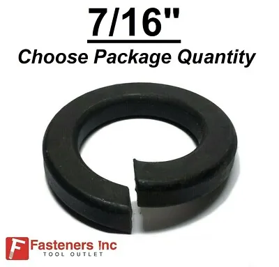 7/16  Plain Black Steel Low Carbon Standard Split Lock Washers (Pick Quantity) • $7.99