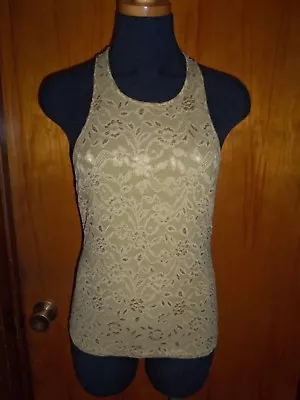 Victoria's Secret Moda International Tan Racer Back Lined Lace Tank Top S New • $14.99