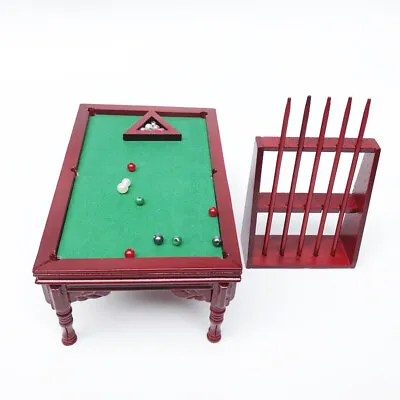 1/12 Scale Dollhouse Mini Pool Table Billiard Ball Set Model Furniture Accessory • $30.99