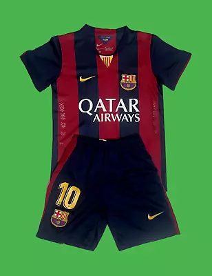 FC Barcelona 2014/15 Messi #10 Home Kids Youth Soccer Kit Size 28 Age 12-14 • $50