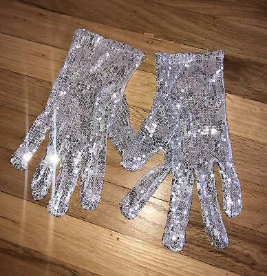 Michael Jackson Style Silver Sequin Gloves Halloween Costume • $15
