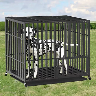 Bully Dogs Thicken Tudes Steel Dog Crate Kennel Pet Cage Playpen W/ Wheels+Tray • $209.95