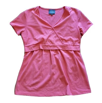 $18.99 • Buy Milk Nursing Wear Shirt Womens Size Small Pink Short Sleeve Built In Cami Top