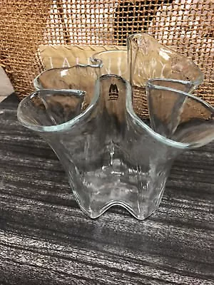Scandinavian Art Glass Muurla Finland Modern Handkerchief Vase-6 -Crystal Clear • $44.99